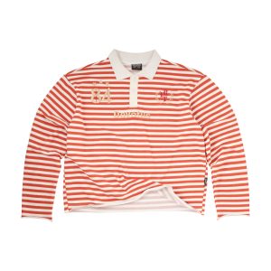 84 STRIPED LONGSLEEVE POLO - RED