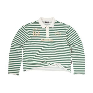84 STRIPED LONGSLEEVE POLO - GREEN